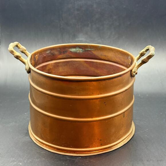 Handmade Turkish copper planter roundish oval planter - Picture 2 of 5